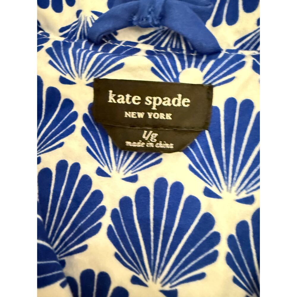 Kate Spade New York Seashell Print Pajama Set Large Blue White Button Up Pants - Picture 4 of 10